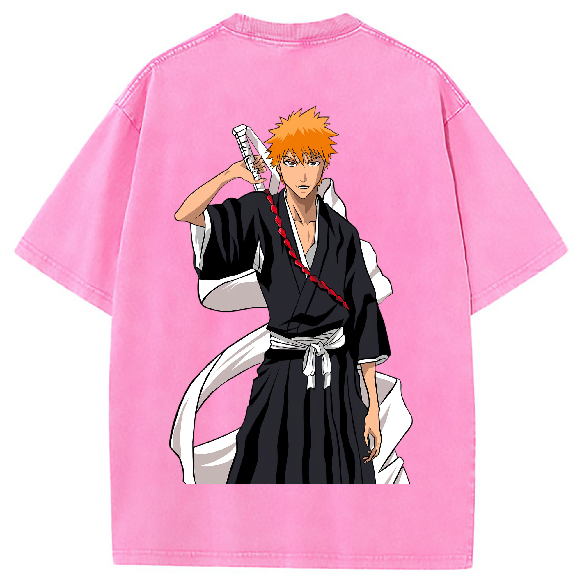 （画像用） ブリーチ 黒崎一護（くろさき いちご）BLEACH Kurosaki Ichigo 綿100% ヴィンテージ風 半袖Tシャツ（背面プリント）